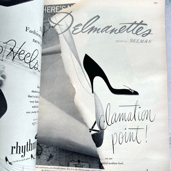 Vintage Harper's Bazaar September 1954 Magazine Dior Balenciaga Paris Collection - Picture 13 of 14